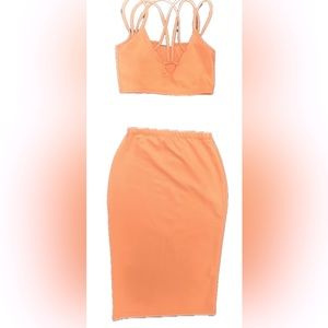 Peach 2-piece. Set. Worn one time. Size 8.